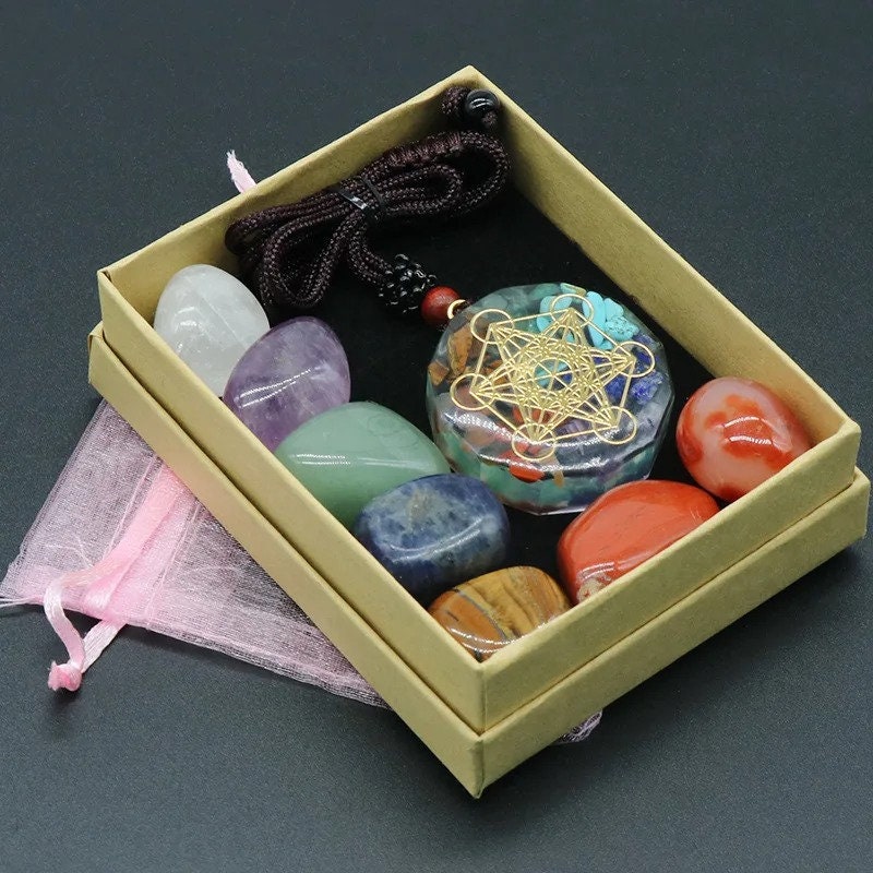 EMF Orgonite 7 Chakra Energy Rainbow Meditation Pendant Jewelry Gift Crystal Necklace Energy Pendant EMF Protection