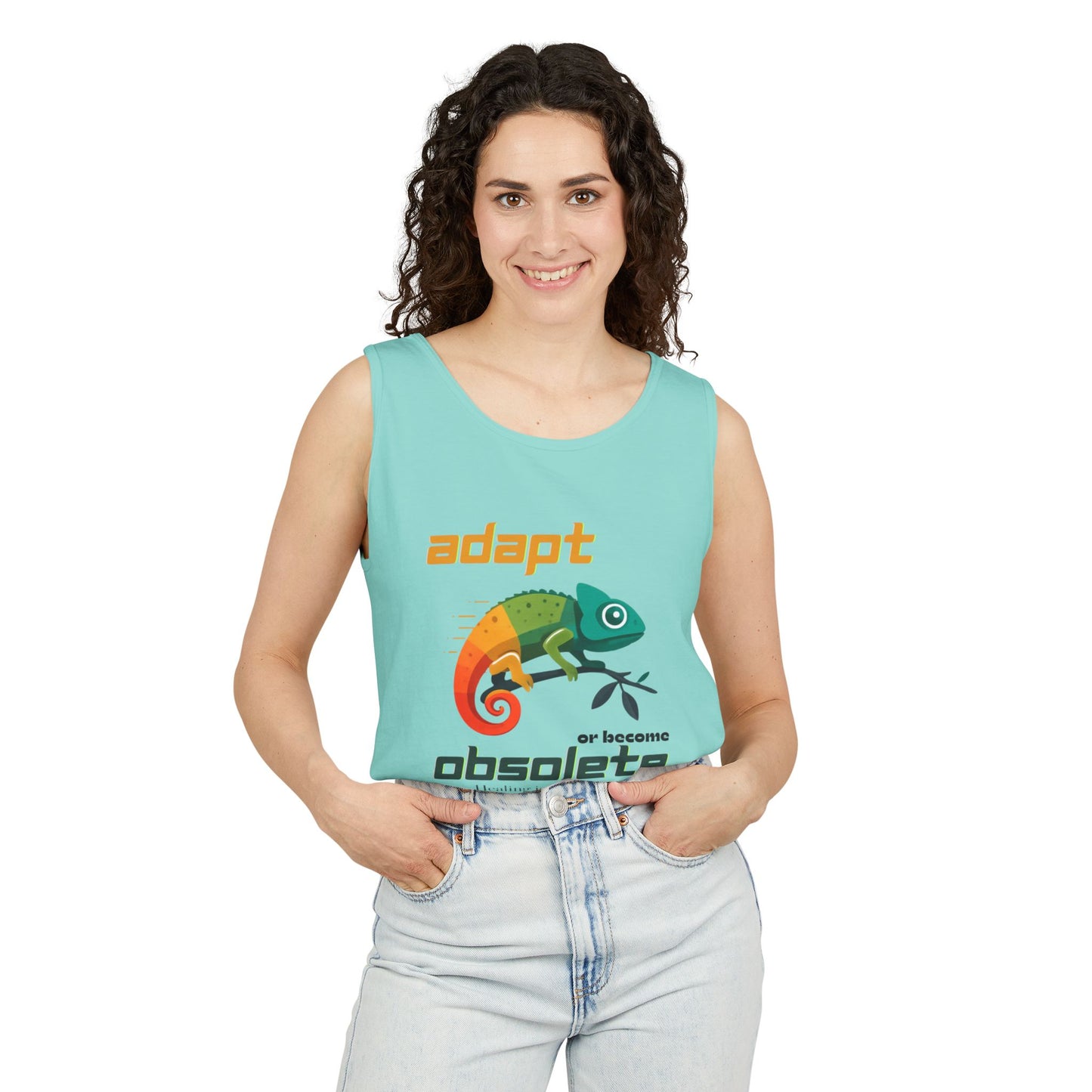 Adapt or Become Obsolete Chameleon Tank Top