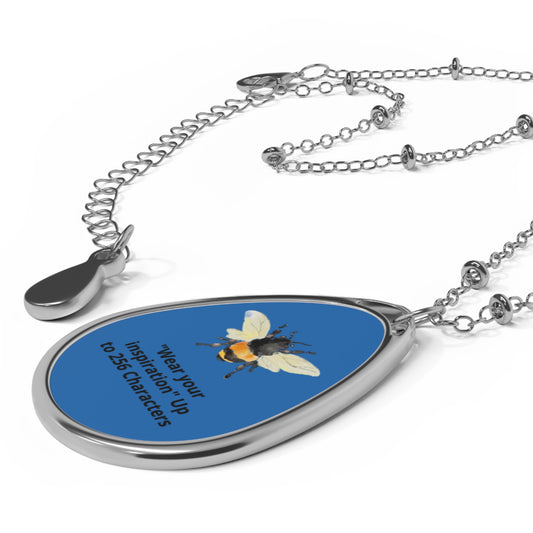 Personalized Oval Bee Necklace — Custom Engraved Teardrop Pendant