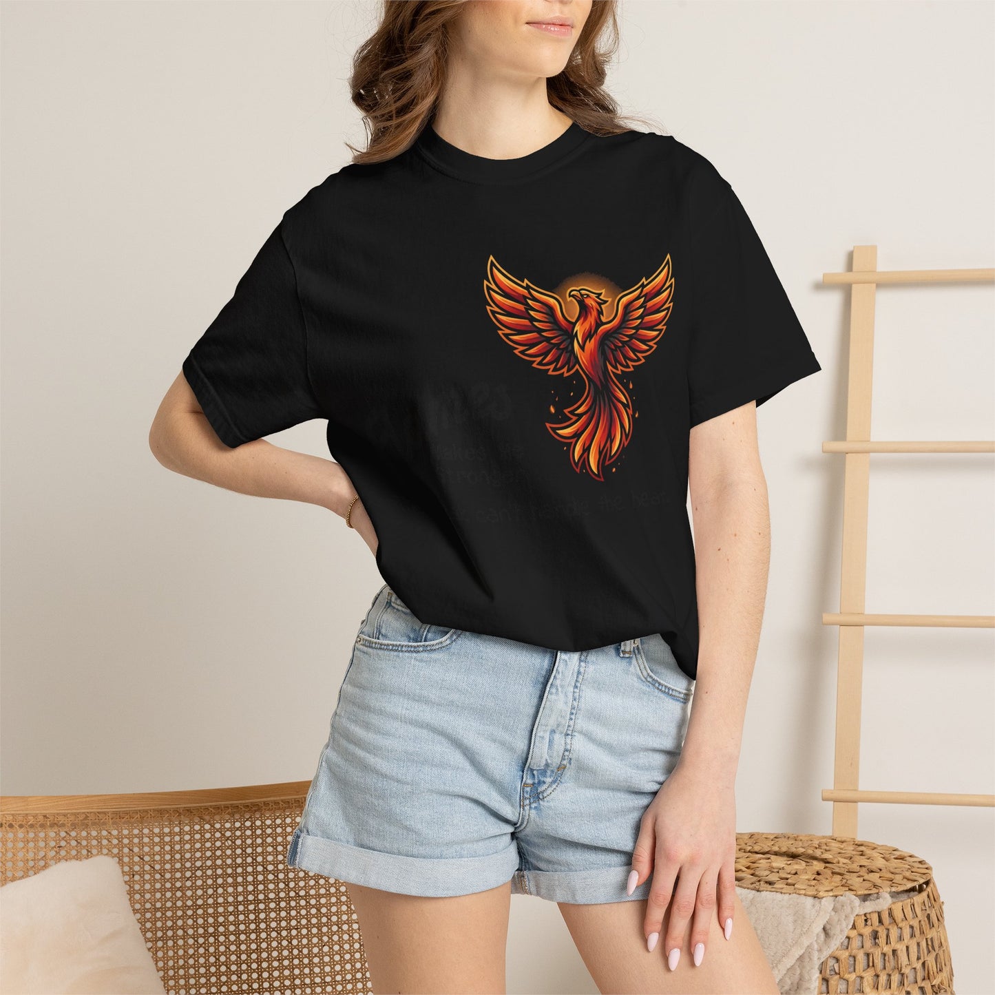 Phoenix Flames Graphic T-Shirt — "Flames Makes Me Stronger" Inspirational Tee