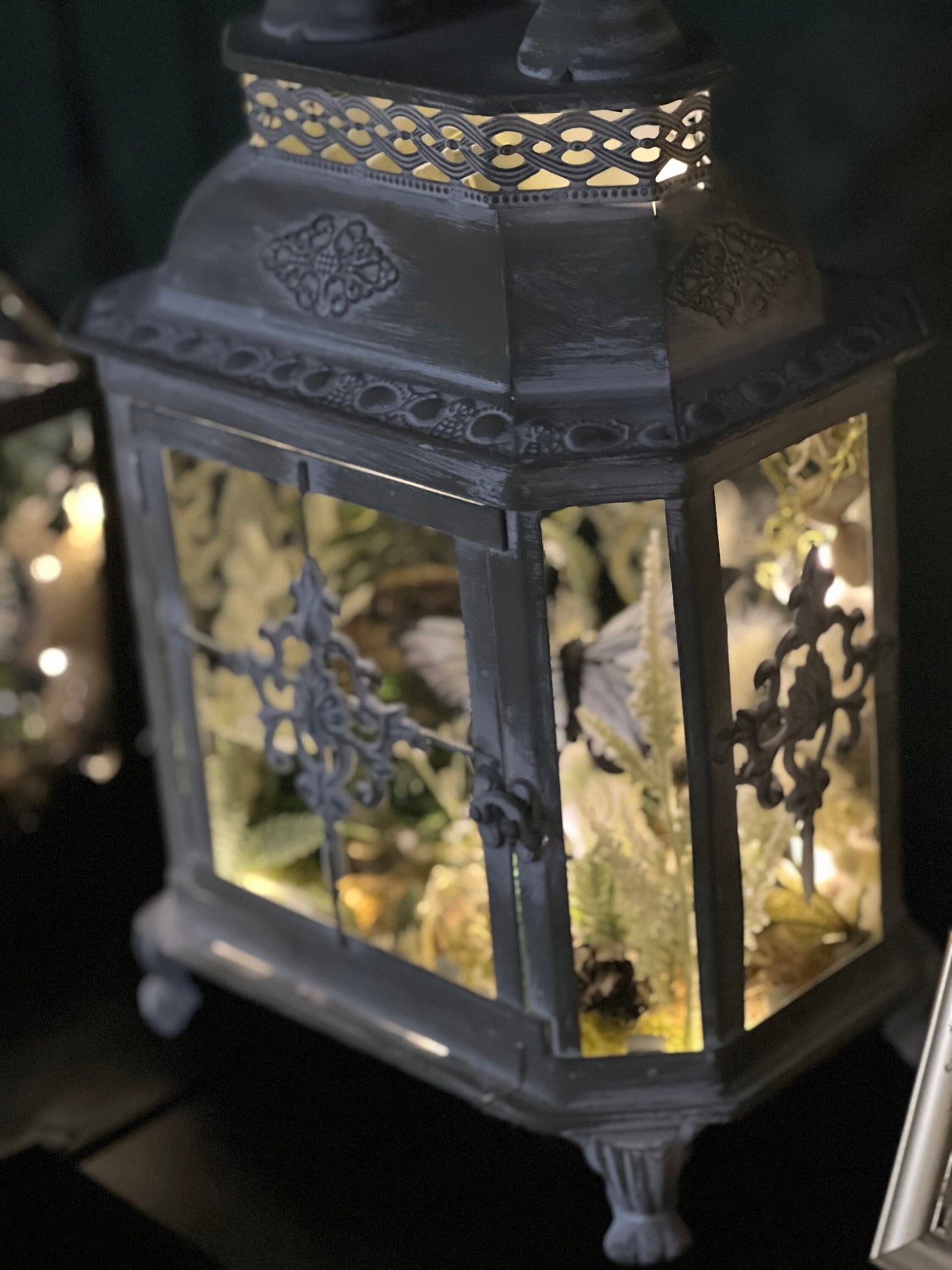 Crystal Fairy Manifestation Lantern, light up book end, citrine, adventurine, blue butterfly handmade lantern. gifts home decor
