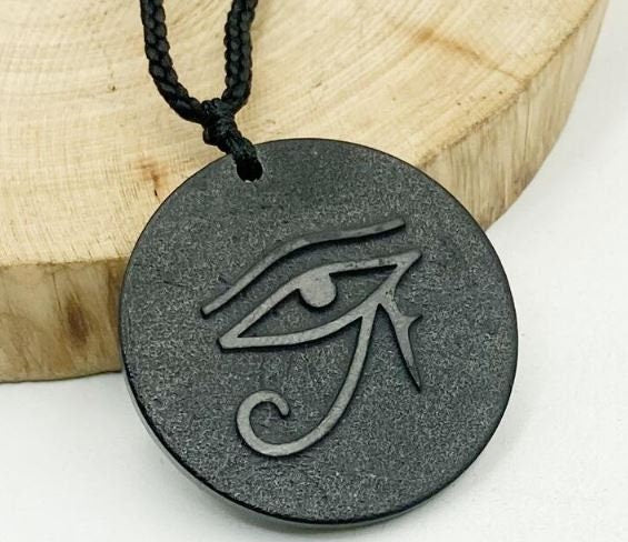 Shungite Natural Authentic EMF Orgonite 7 Chakra Energy Meditation Pendant Jewelry Gift Crystal Necklace Energy Pendant EMF Protection Eye