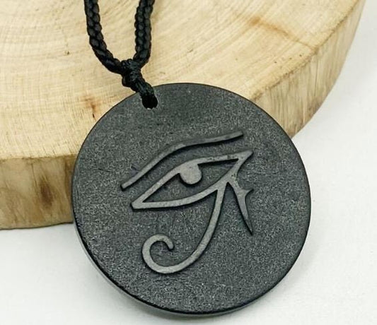 Shungite Natural Authentic EMF Orgonite 7 Chakra Energy Meditation Pendant Jewelry Gift Crystal Necklace Energy Pendant EMF Protection Eye