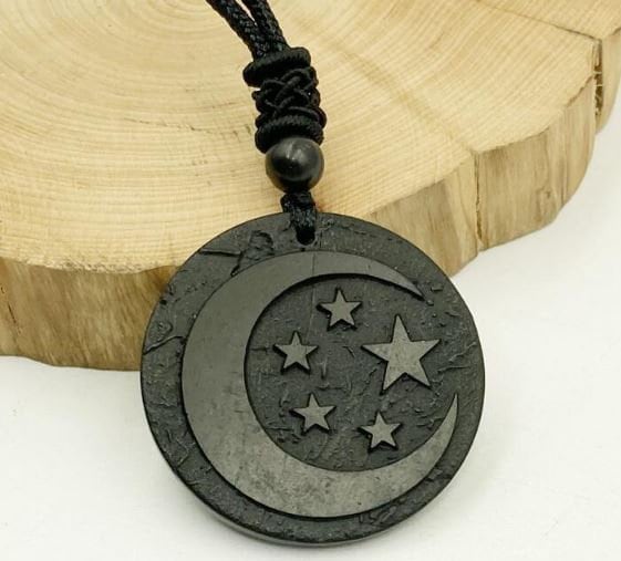 Shungite Natural Authentic EMF Orgonite 7 Chakra Energy Meditation Pendant Jewelry Gift Crystal Necklace Energy Pendant EMF Protection Child